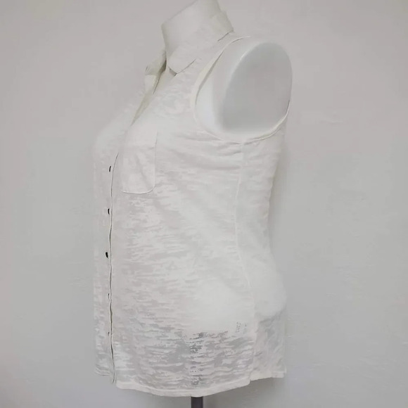VANITY | White Burnout Collared Lattice Tank - Picture 4 of 10